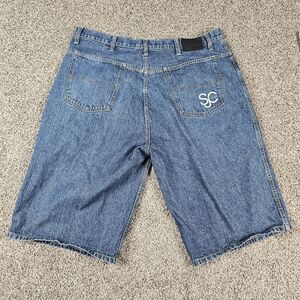 Vintage Sean John Shorts Mens 38 Blue Y2K Loose Baggy Hip Hop Jorts John Cena